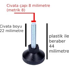 Toptan Budur Plastik 8 44 8 Milim Boy Milimetre Başlı Çivata Ayak Mobilya Ünite Kitaplık Dolap Ayarlanabilir