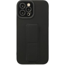 Toptan Budur Apple iPhone 12 Pro Max Kılıf Mega Standlı Silikon - Siyah