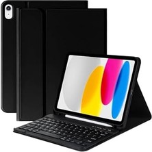 Toptan Budur iPad (A16) 10. Nesil 2022/2025 Uyumlu Bluetooth Türkçe Q Klavyeli Kılıfı (Tablet Değildir)