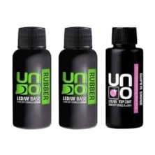 Toptan Budur Uno Rubber Base Coat X2 ve Uno Super Shine Top Coat 50 Ml, 3'lü Set Şeffaf