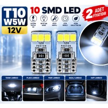 T10 W5W 12V 10 Smd LED Beyaz Ampul Park Plaka Tavan Bagaj Aydınlatma 2 Adet