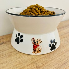 Yükseltilmiş Mama ve Su Kabı Dalmaçyalı Yükseklik 9.5cm Genişlik 16CM Hacim 600ML