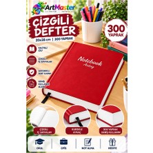 Artlantis Kırmızı Ciltli Çizgili Defter 300 Yaprak 20X28CM 1 Adet Çok Yapraklı Sert Kapaklı Not Hesap Defteri Okul Ofis Büro