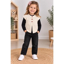 Mercan Kids Kız Çocuk Örgü Yelek Çarpı Desen