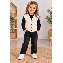 Mercan Kids Kız Çocuk Örgü Yelek Çitlemeli Desen