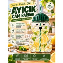 Tasarım Evi Premium Cam Barista Soğuk Içecek Bardağı Ayıcıklı Bardak (1 Adet)