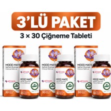 3 Adet Anti Natural Mood Mate Safran Ekstresi 30 Çiğneme Tableti Sade Aroma ile 30 Adet