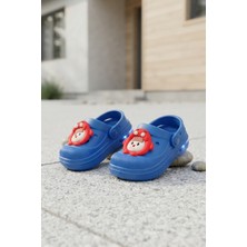 Saks Mavi Emojili Günlük Sahil Plaj Havuz Işıklı Çocuk Terlik & Sandalet