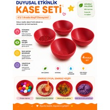 Major Hobi 4lü Duyusal Oyun Kasesi Seti 85 mm Montessori Etkinlik Kabı Duyu ve Ayıklama Kasesi Kırmızı