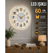 Eyka Store Led'li 60 cm Beyaz Ahşap Duvar Saati