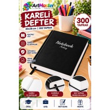 Artlantis Siyah Ciltli Kareli Defter 300 Yaprak 20X28CM 1 Adet Çok Yapraklı Sert Kapaklı Not Hesap Defteri Okul Ofis Büro