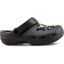 Siyah Figürlü Günlük Bahçe Sahil Plaj Kreş Unisex Çocuk Terlik&sandalet