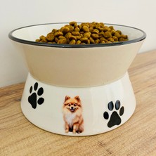 Yükseltilmiş Mama ve Su Kabı Pembroke Welsh Corgi Baskılı Yükseklik 9.5cm Genişlik 16CM Hacim 600ML