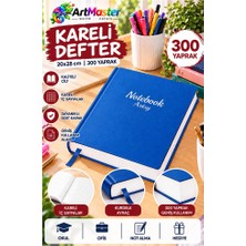 Artlantis Mavi Ciltli Kareli Defter 300 Yaprak 20X28CM 1 Adet Çok Yapraklı Sert Kapaklı Not Hesap Defteri Okul Ofis Büro