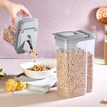 Str Store Erzak Gıda Makarna Mercimek Bakliyat Saklama Kabı Kolay Kullanım 3600 ml Bej