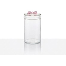 Str Store Pembe Fiyonk Kapaklı Şeffaf Cam Saklama Kavanozu – Dekoratif Mutfak Organizasyon Kabı (1100 Ml)