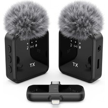 Str Store [2'li Kablosuz Yaka Mikrofonu] Iphone/android Telefonlar/type-C Girişli Pc'ler Için Type-C/lightning Giriş 8-10 Saat Pil Ömrü 20 Metreye Kadar Menzilli Tak Çalıştır Kablosuz Mikrofon (Siyah)