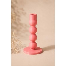 Aluna Prints Alunaprints Pembe Baloncuk Formlu Tekli Şamdan – Modern Dekoratif Mumluk
