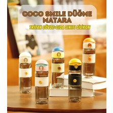 Str Store Cocosmile 580ML Silikon Gövde Düğme Desenli Rahat Içim Tritan Çocuk Matarası (Mavi)