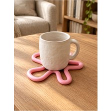 Aluna Prints Alunaprints Pastel Pembe Organik Formlu 4’lü Bardak Altlığı Seti