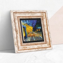 Str Store Van Gogh Kafe Terasta Gece Taş Duvar Tablosu - Çerçeveli Taş Tablo - Dekoratif Duvar Sanatı - Modern Ev ve Ofis Duvar Dekoru T1-279