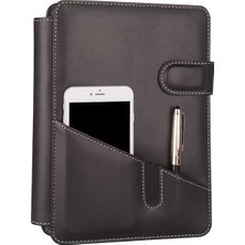 Str Store 5281 Ajanda Tarihsiz Çizgili 17X24 Ajanda Defter 160 Yaprak Ivory Kağıt Suni Deri Telefon Kılıflı Hesap Makineli Organizer, Siyah