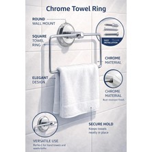 Str Store Kare Krom Havlu Halkası Duvara Monte, Parlak Krom Kaplama Metal Banyo Havluluğu, Modern Tasarım Kare Havlu Askılığı, Lavabo Yanı Havlu Tutucu Banyo Aksesuarı