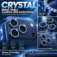 Mavi Titanyum Taşlı Kamera Lens Koruyucu iPhone 17 Pro/pro Max ile Uyumlu