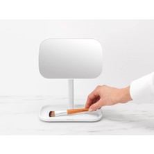 Str Store Renew 360° Ayarlanabilir Makyaj Banyo Aynası Stand ve Depolama Tepsisi (Beyaz) Makyaj Için Kaymaz Tepsi Seti, Takı, Tıraş Aksesuarları