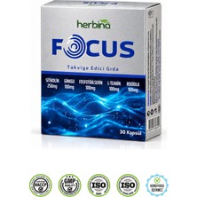 Herbina Focus Sitikolin Ginkgo Teanin Rhodiola Fosfotidilserin 30 Adet Kapsül Beyin Fonksiyonlarını Destekleyici Takviye