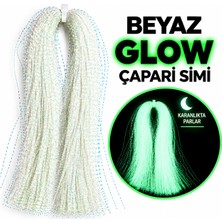 ea genset Beyaz Fosforlu Karanlıkta Parlayan, Glow / Luminous In The Dark, Ultraviyole (Uv) Neon Işıkta Parlayan 1 Adet Poşet Çapari Simi