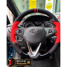 Hasakman Opel Zafira Life Dikme Direksiyon Kılıfı Parlak Siyah Kırmızı Detaylı Kırmızı Çift Yüzük ve Dikiş 2019-2024