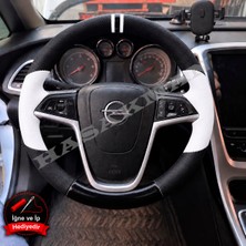 Hasakman Opel Ampera Dikme Direksiyon Kılıfı Delikli Deri Parlak Siyah Beyaz Detay Çift Yüzük ve Dikiş 2011-2015