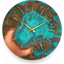 Copper Empire 45 cm Yağmurdan Sonra Başlangıç Dekoratif Bakır Duvar Saati, Turkuaz Patina,