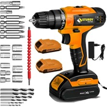 Sturdy Japon Professıonel Tools 58V 8AH Vf-R Metal Şanzıman Şarjlı Çift Akülü Vidalama 27PRÇ Uç Setli