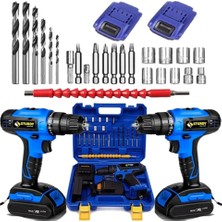 Sturdy Japon Tools 58V 8AH Kn Metal Şanzıman Şarjlı Çift Akülü Vidalama 27PRÇ Uç Setli