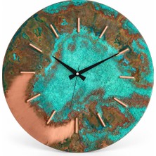 Copper Empire Yağmurdan Sonra Başlangıç 45 cm Dekoratif Bakır Duvar Saati, Turkuaz Patina,