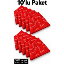 Herşey Nota 10’lu Atatürk Imzalı Kırmızı %100 Pamuk Fular 52X52 cm Tören Etkinlik Gösteri