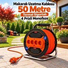 Bontia Makaralı Uzatma Kablosu 20 Metre 3x2.5 Mm² Cca Termal Sigortalı 4 Prizli Monofaze