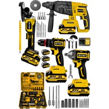 Steiner 21V Darbeli Kömürsüz Kırıcı Delici Hilti & Taşlama & Matkap & Somun Sıkma Sökme 4'lü Set Sarı