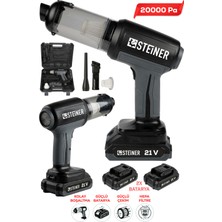 Steiner 21V Çift Akülü 20.000PA Güçlü Portatif Taşınabilir Vakumlu Kablosuz Üfleme Özellikli Mini Araç Süpürgesi Çantalı