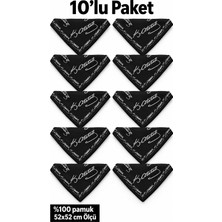 Herşey Nota 10’lu Atatürk Imza Desenli Beyaz 52X52 cm %100 Pamuk Fular Bandana Seti
