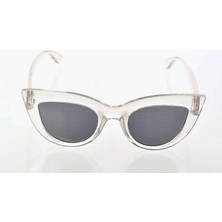Kapamarka Şeffaf Beyaz Çerçeve Cat Eye Kadın Güneş Gözlüğü - Moda Gözlük