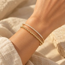 Moncuk Design Gold Renk Dorika ve Zirkon Taşlı Kadın Bileklik