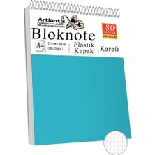 TUX Telli Masaüstü Not Defteri Kareli A4 1 Adet Masa Üstü Plastik Kapaklı Spiralli Bloknot Blocknote 80