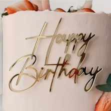 AYCE Happy Birthday Pasta Önü Yazısı Gold Renk