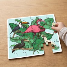 Punto Dizayn Flamingolar - Pelikanlar - Kuşlar Tasarımlı 24 Parça Ahşap Çocuk Puzzle MPK0724