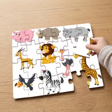 Punto Dizayn Sevimli Amazon Hayvanları  Tasarımlı 24 Parça Ahşap Çocuk Puzzle MPK0203