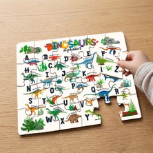Punto Dizayn Dinozor Alfabe  Tasarımlı 24 Parça Ahşap Çocuk Puzzle MPK0795