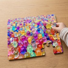 Punto Dizayn Rengarenk Misketler Tasarımlı 24 Parça Ahşap Çocuk Puzzle MPK0817